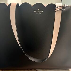 Kate Spade Black tote with light pink accent and scalloped edges